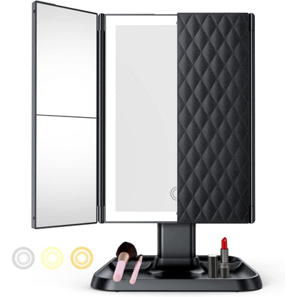 Vanity Mirror | Trifold Make-up Spiegel met driekleurige LED verlichting